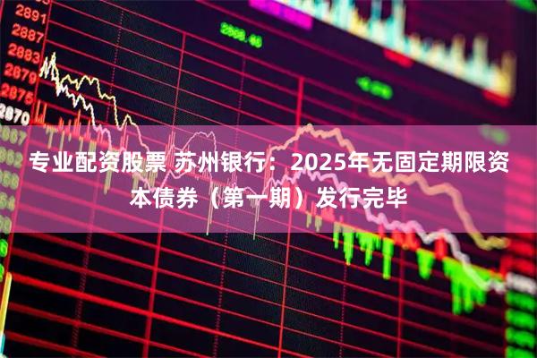 专业配资股票 苏州银行：2025年无固定期限资本债券（第一期）发行完毕